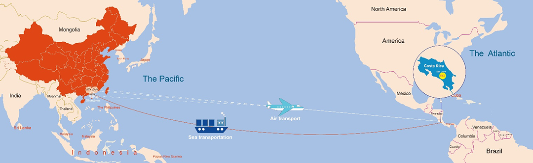 transporte de contenedores de China a Costa Rica